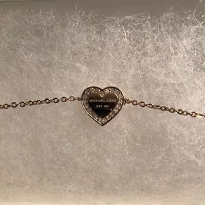 Michael Kors Rose Gold Crystal Pavé MK Logo Heart